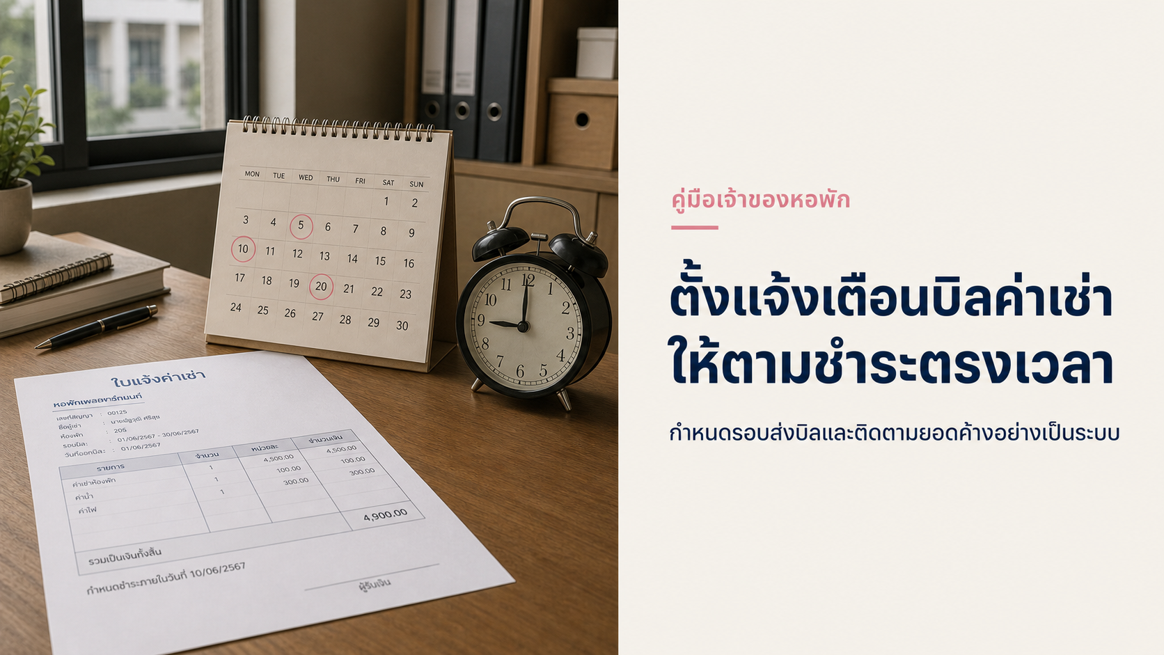ตั้งแจ้งเตือนบิลค่าเช่าหอพักให้ตามชำระได้ตรงเวลา